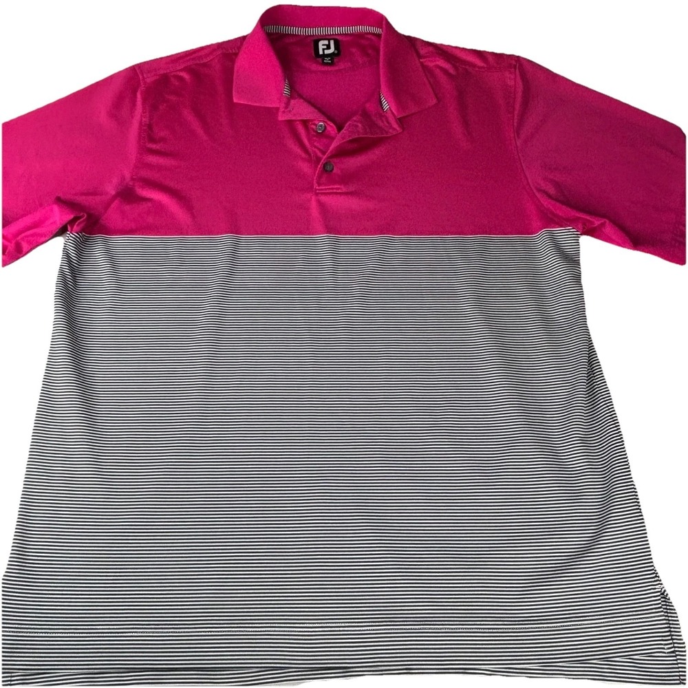 FootJoy XL Pink Golf Polo Shirt Mens Striped Stretch Athletic Golfcore Performan